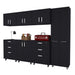 Black wall-mounted accent cabinet with twelve open shelves and six drawers, designed for storage and organization by HomeRoots.