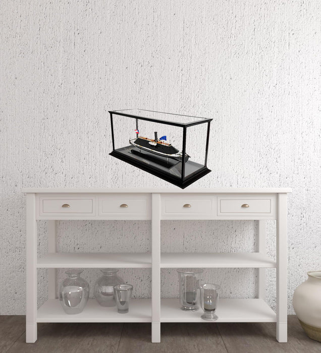 Hand Painted CSS Virginia Display Case Model Boat - Brown / Black