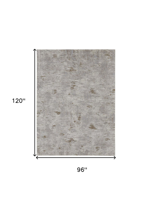 8' x 10' Abstract Power Loom Distressed Polypropylene Area Rug - Gray And Ivory
