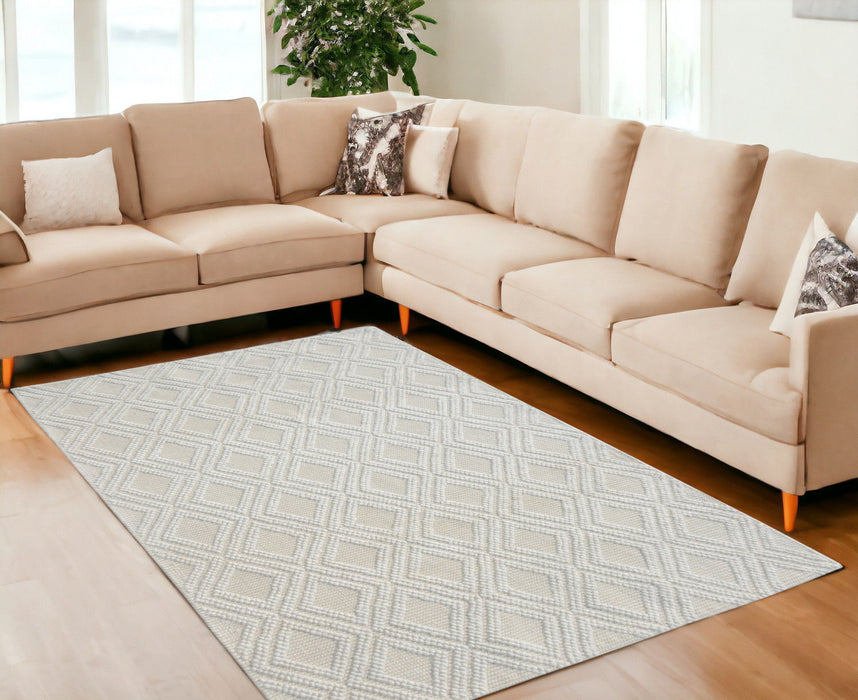6' x 9' Geometric Handmade Area Rug - Ivory