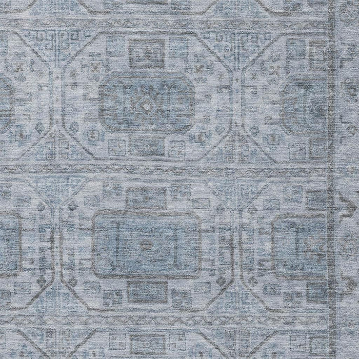 10' X 14' Geometric Washable Area Rug With UV Protection (708097) - Blue / Gray