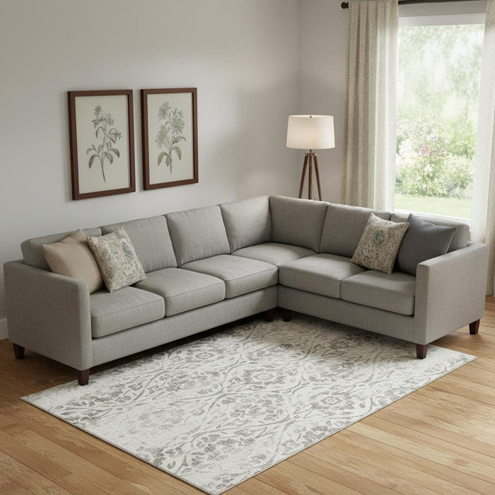 10' X 14' Floral Washable Area Rug With UV Protection (669060) - Ivory / Beige