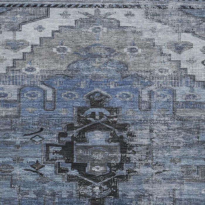 10' X 14' Oriental Washable Area Rug With UV Protection (701033) - Blue / Gray / Charcoal