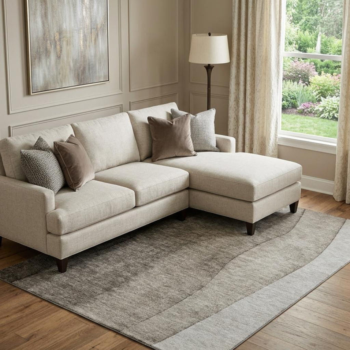 10' X 14' Ombre Washable Area Rug With UV Protection (656382) - Taupe / Ivory