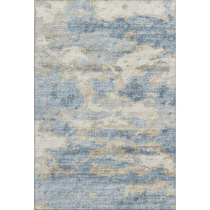 10' X 14' Abstract Washable Area Rug With UV Protection - Blue And Gold