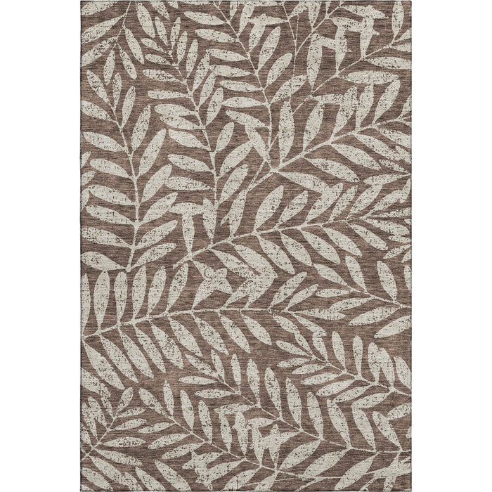 10' X 14' Floral Washable Area Rug With UV Protection (671438) - Brown / Beige
