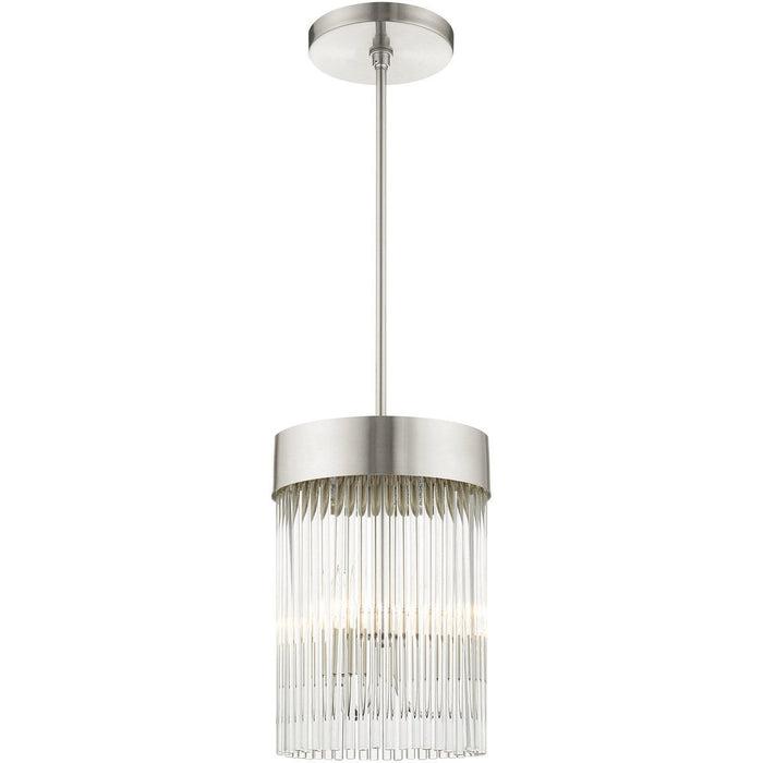 24" Three Light Dimmable Chandelier With Shades - Nickel