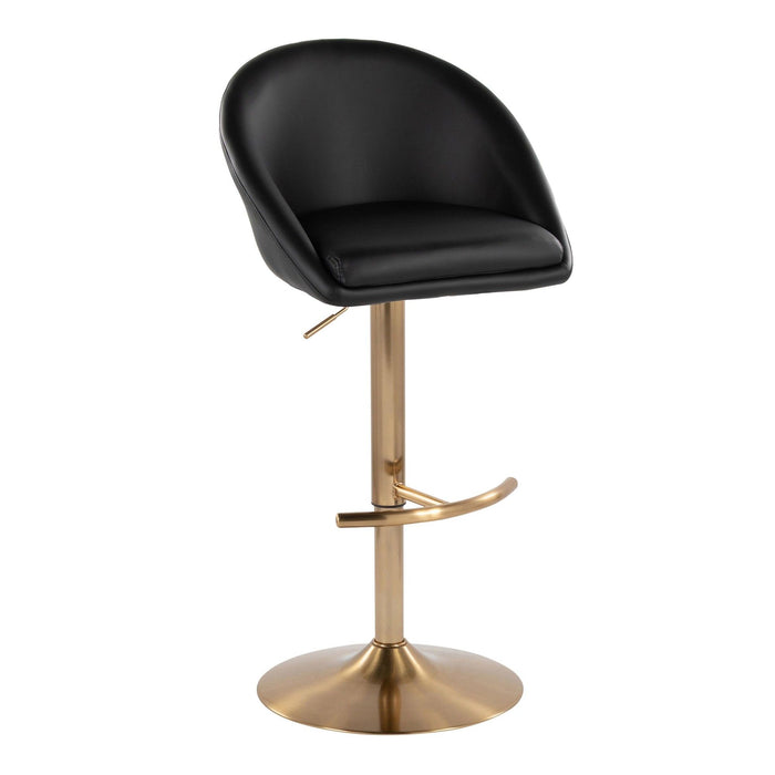 Matisse - Highback Adjustable Barstool With Rounded T Footrest (Set of 2) - Gold Metal
