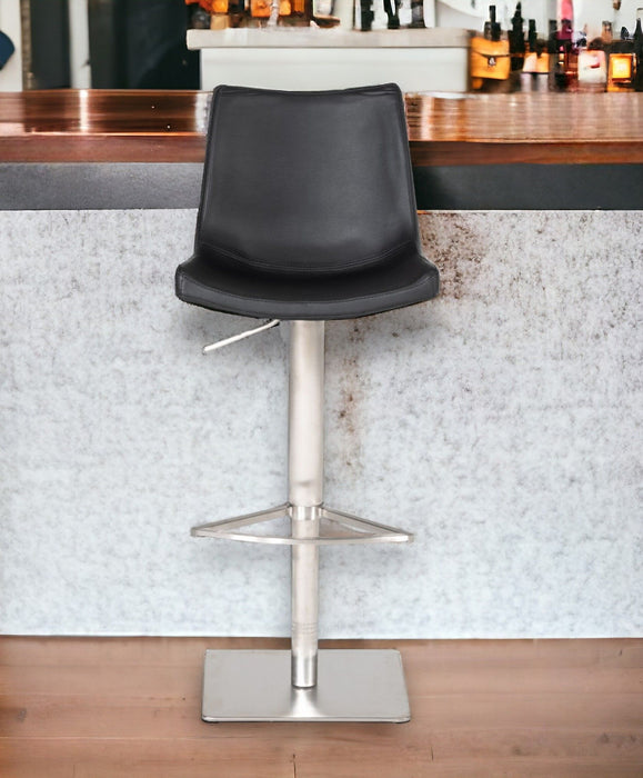 Stainless Steel Swivel Low Back Bar Height Bar Chair - Black And Silver