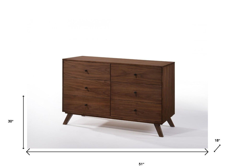 Six Drawer, Double Dresser - Walnut