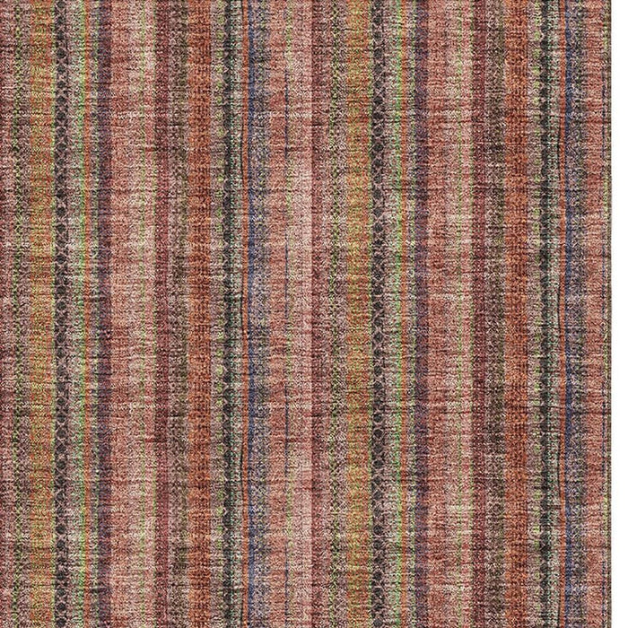 10' X 14' Striped Washable Area Rug With UV Protection (677537) - Blush / Purple / Orange