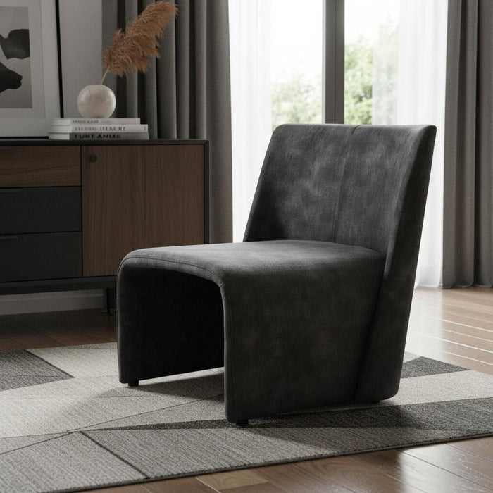 Velvet Solid Color Side Chair - Dark Gray