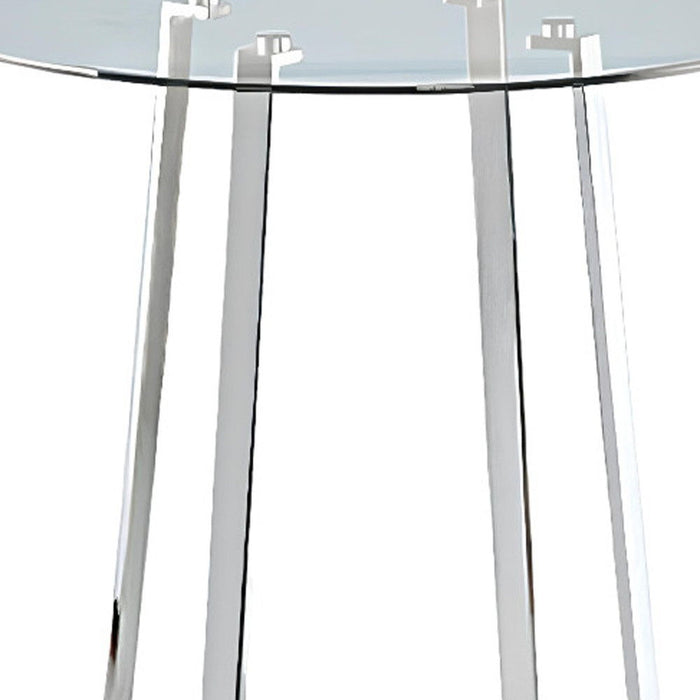 32" Clear And Rounded Glass And Iron Bar Table - Silver