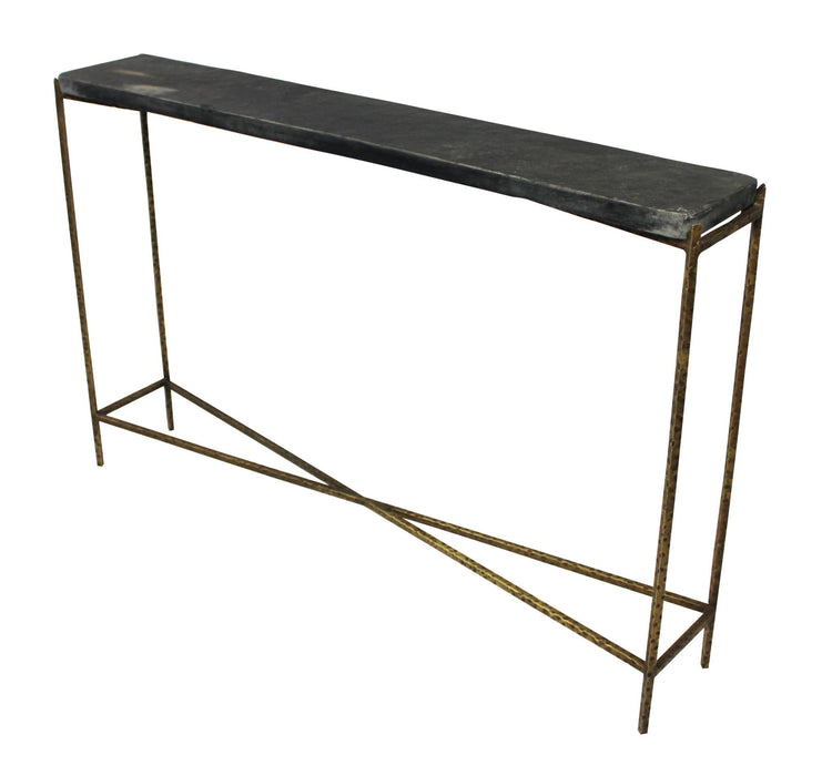 48" Stone Frame Console Table - Black And Gold