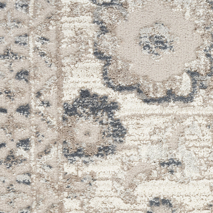 8' X 10' Floral Distressed Non Skid Area Rug (564153) - Ivory / Black / Gray