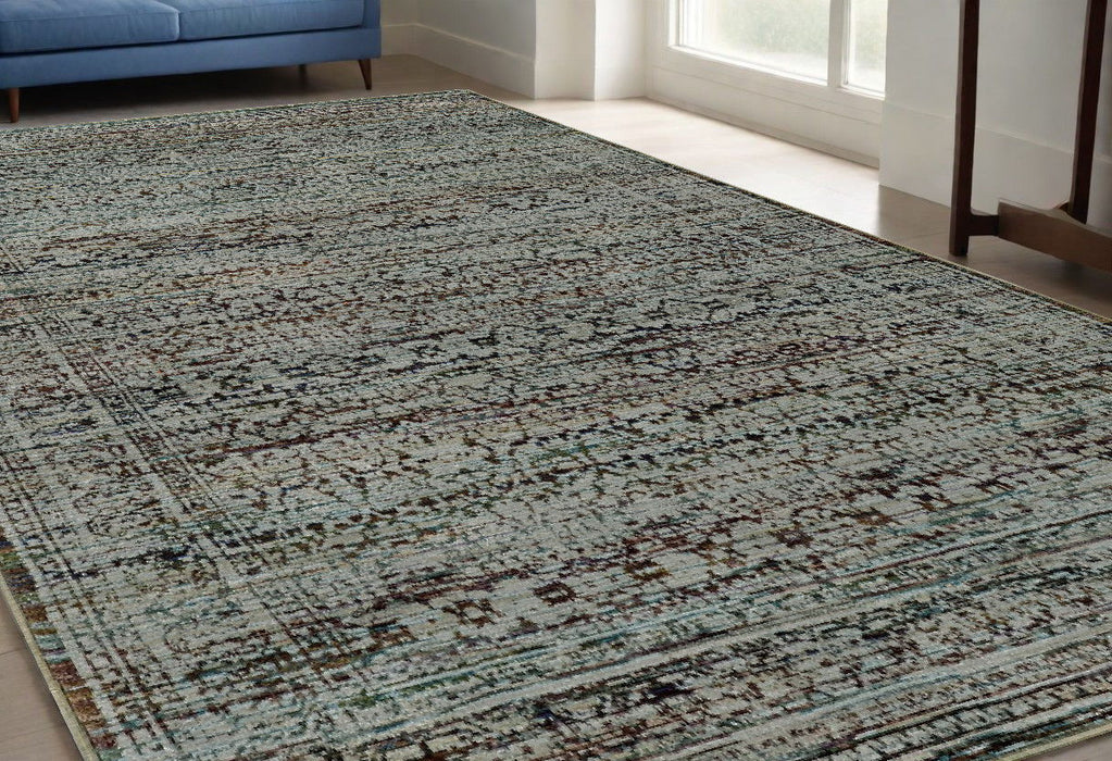 5.3' x 7.6' Oriental Power Loom Area Rug - Blue Green
