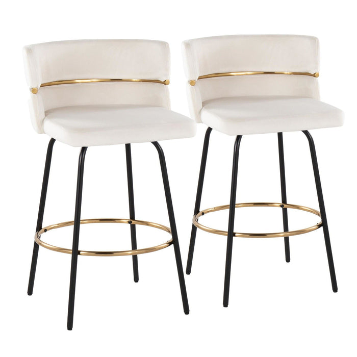 Cinch Claire - 26" Fixed-Height Counter Stool (Set of 2) - Gold And Black Base