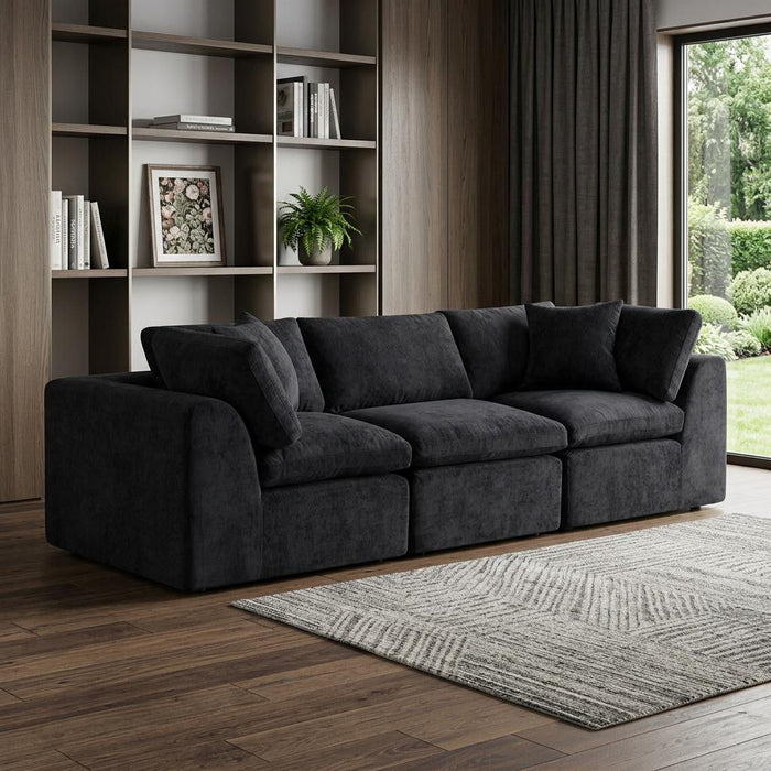 Chenille Modular Sofa Chaise With Toss Pillows (725202) - Black