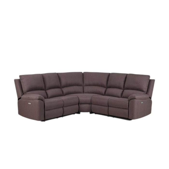 Polyester Blend Power Reclining U Shaped Three Piece Corner Sectional - Brown