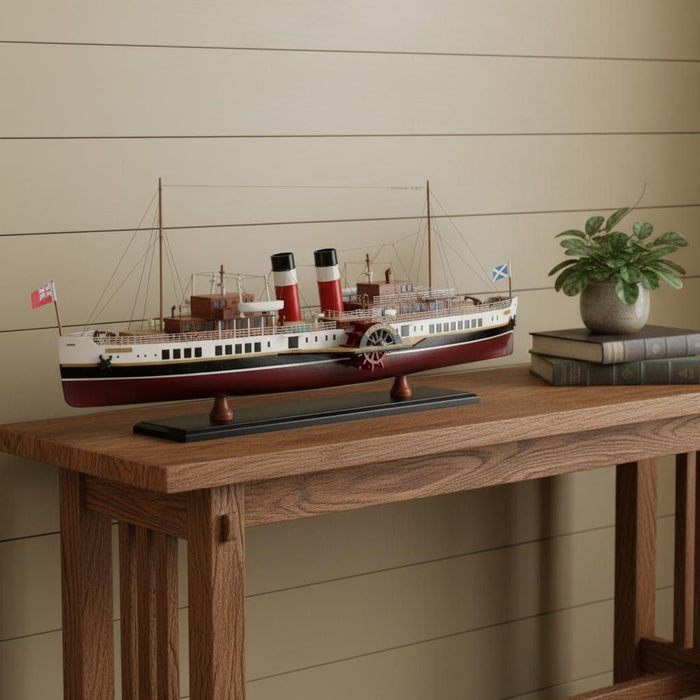 Hand Painted Model Boat (624249) - White / Dark Brown