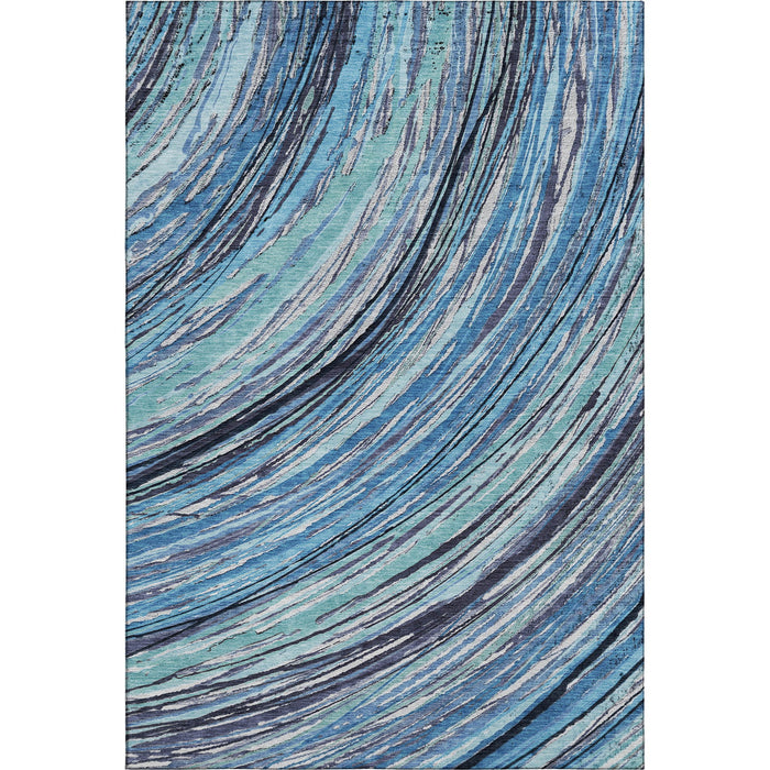 10' X 14' Abstract Washable Area Rug With UV Protection (717614) - Blue / Ivory