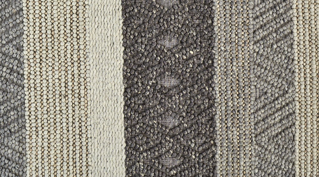 8' x 11' Wool Striped Hand Woven Area Rug - Ivory Black And Gray