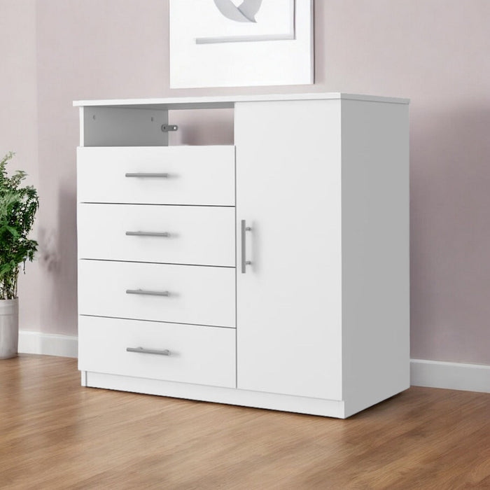Four Drawer Combo Dresser - White