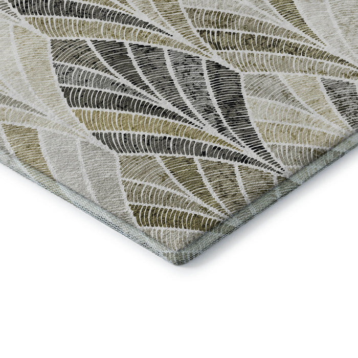 10' X 14' Geometric Washable Area Rug With UV Protection (667629) - Taupe / Ivory