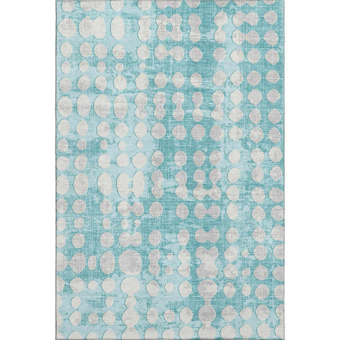 10' X 14' Polka Dot Washable Area Rug With UV Protection (669156) - Teal / Ivory