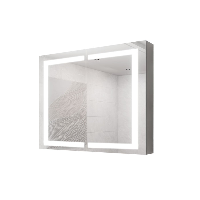 Giga medicine cabinet with LED vanity mirror, anti-fog, waterproof, dimmable touch switch, modern bathroom storage unit