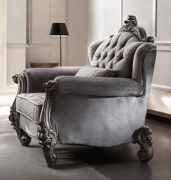 Velvet Floral Tufted Club Chair - Gray And Platinum