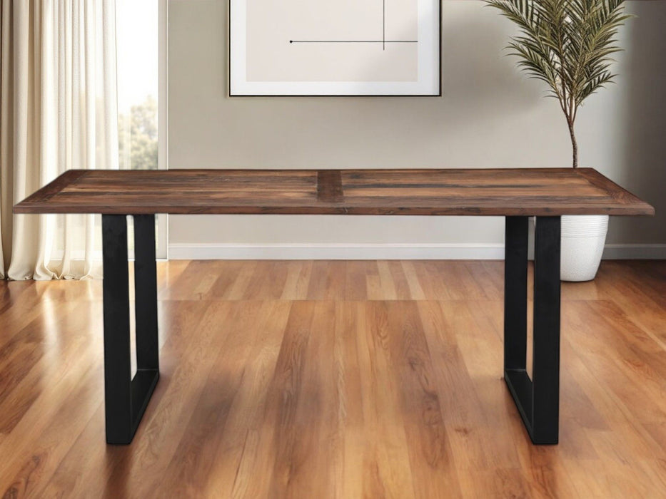 78" Solid Wood Sled Base Dining Table - Dark Brown