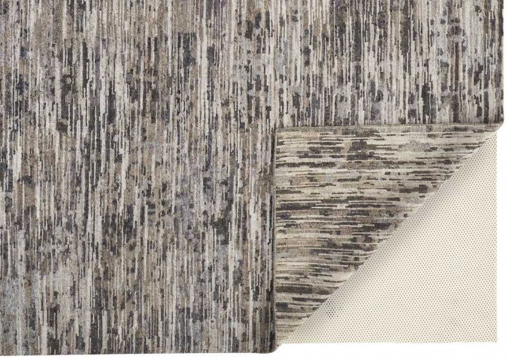8' x 10' Wool Abstract Hand Knotted Area Rug - Gray Blue And Silver