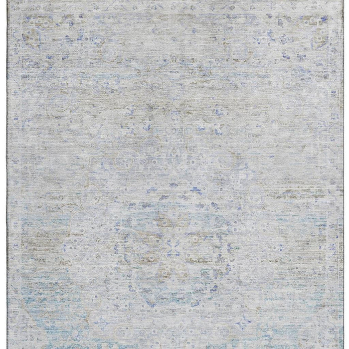 10' X 14' Floral Medallion Washable Area Rug With UV Protection (695570) - Beige / Blue / Gray