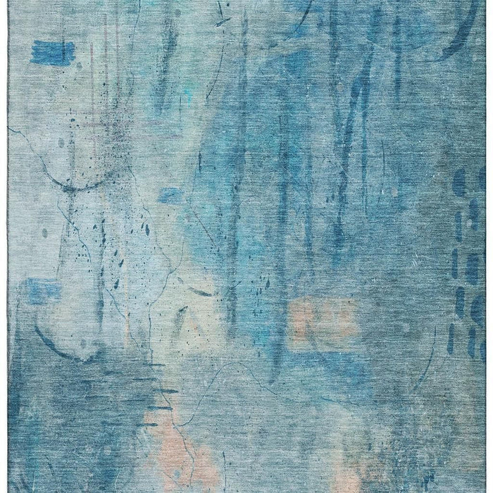 10' X 14' Abstract Washable Area Rug With UV Protection (715345) - Blue / Beige