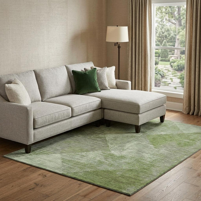 10' X 14' Diamond Washable Area Rug With UV Protection (683327) - Green / Gray