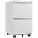 Giga metal 2-drawer locking filing cabinet with wheels, suitable for letter, legal, and A4 files, ideal for home office storage.