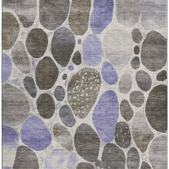 10' X 14' Geometric Washable Area Rug With UV Protection (710358) - Chocolate / Ivory / Lavender