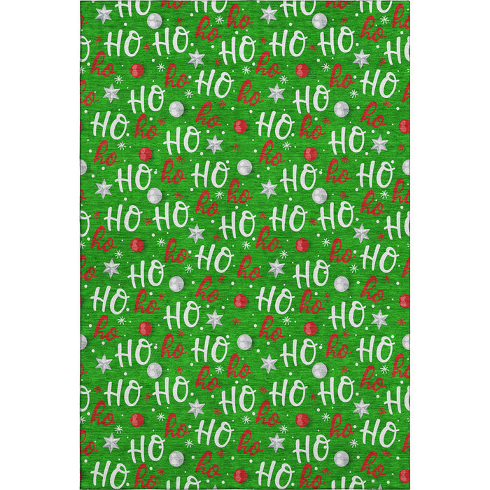 10' X 14' Polka Dot Washable Area Rug With UV Protection (701653) - Green / Red / Silver
