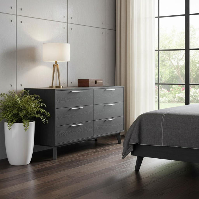 Solid Wood Six Drawer Double Dresser - Gray Wash