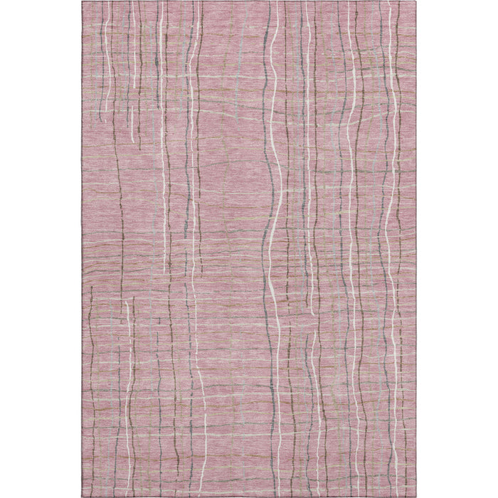 10' X 14' Striped Washable Area Rug With UV Protection (678580) - Pink / Ivory / Gray