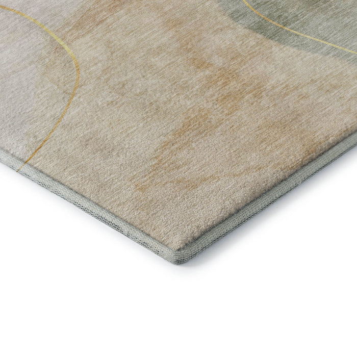 10' X 14' Abstract Washable Area Rug With UV Protection (648448) - Beige / Copper / Taupe