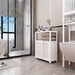 White bamboo linen storage cabinet with multiple shelves, suitable for bathroom and living room organization by Giga.
