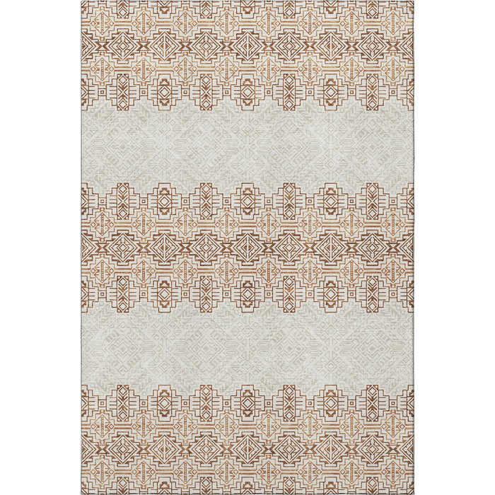 10' X 14' Southwestern Washable Area Rug With UV Protection (676740) - Rust / Ivory