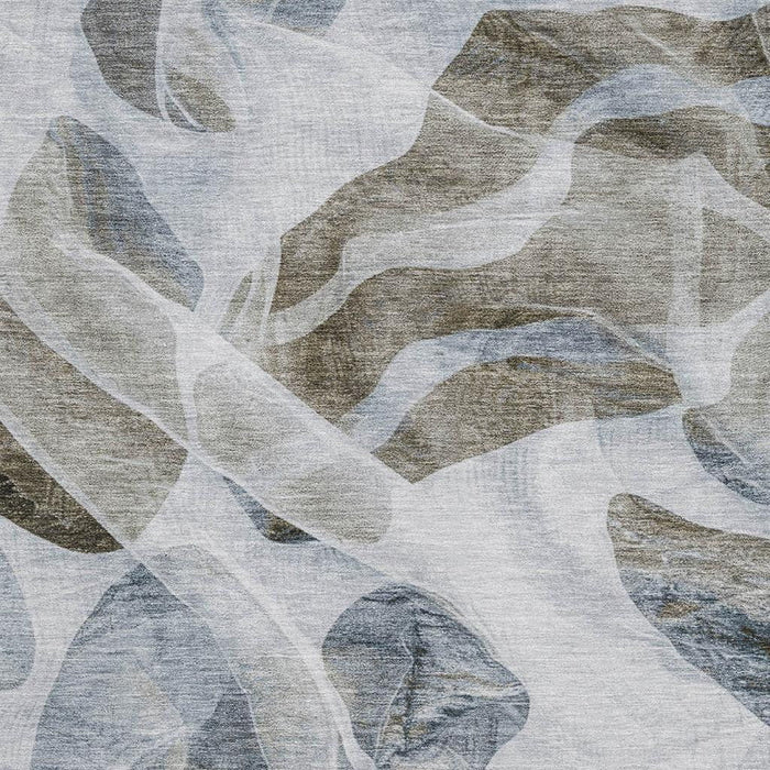 10' X 14' Abstract Washable Area Rug With UV Protection (706181) - Sky Blue / Brown