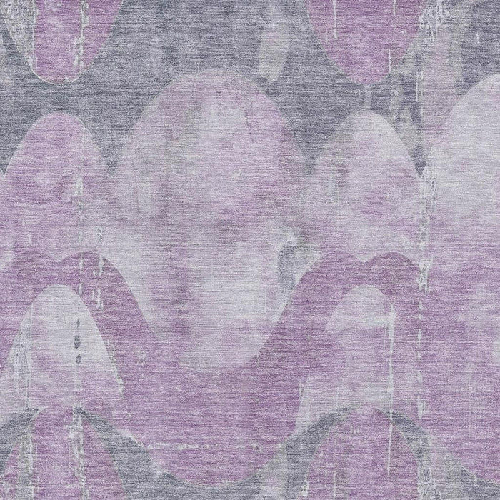 10' X 14' Abstract Washable Area Rug With UV Protection (701359) - Lavender / Gray