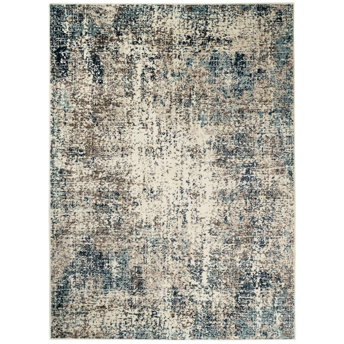 9.3' x 12' Abstract Power Loom Area Rug - Ivory Blue And Gray
