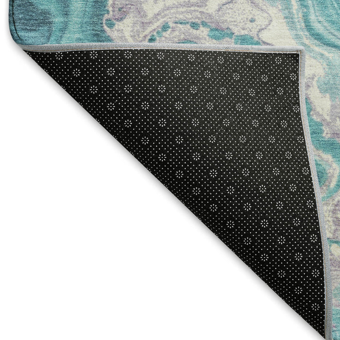 10' X 14' Abstract Washable Area Rug With UV Protection (697644) - Teal / Gray / Silver
