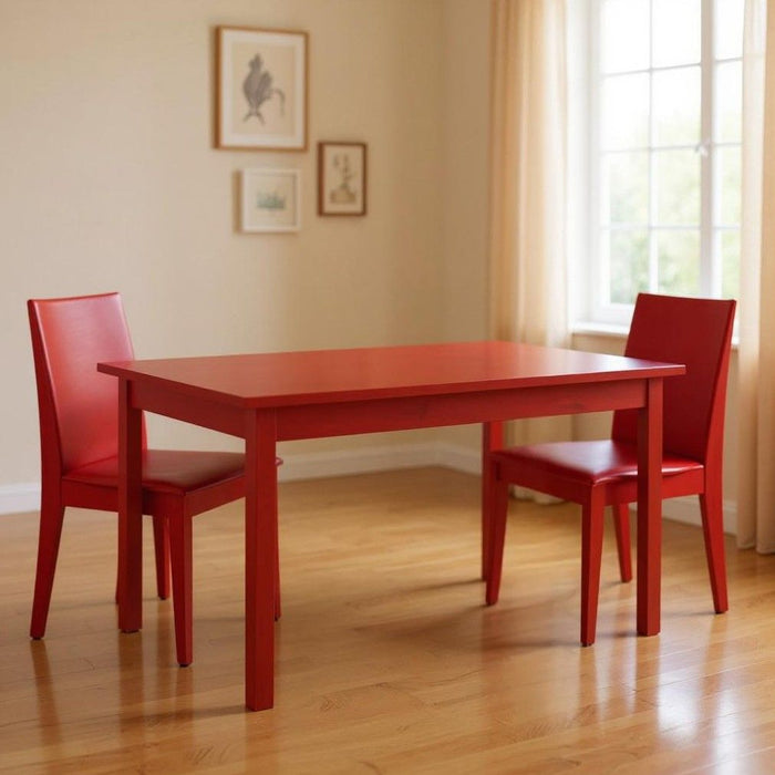 48" Solid Wood Dining Table - Fire Engine Red