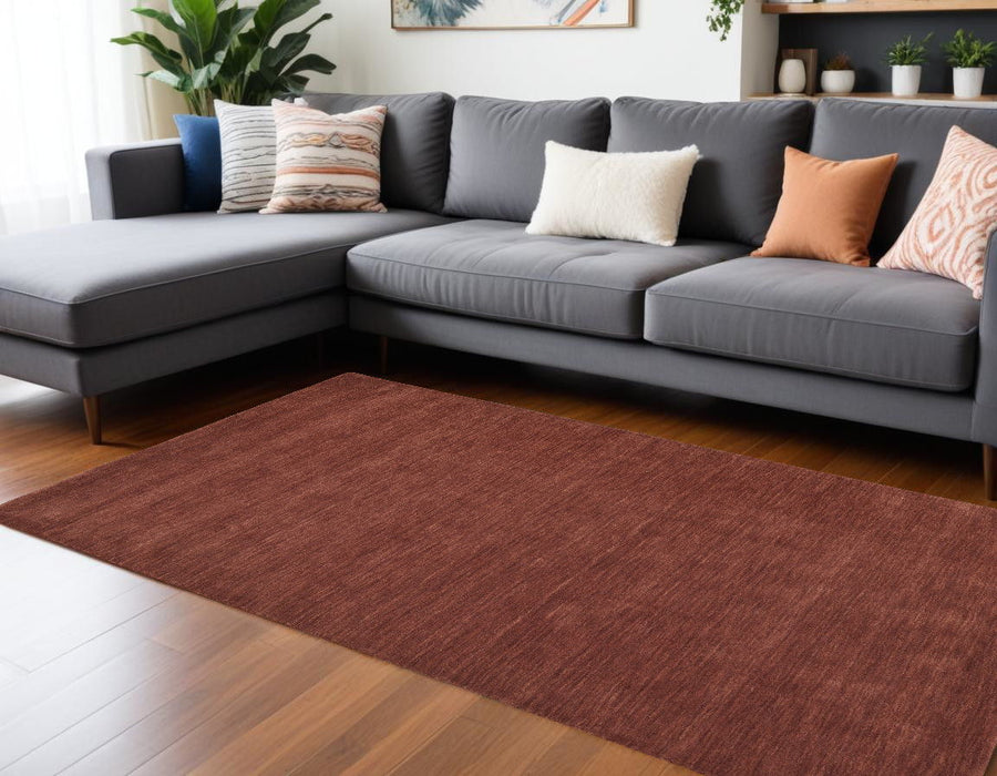 10' x 13' Wool Hand Woven Area Rug - Orange And Red